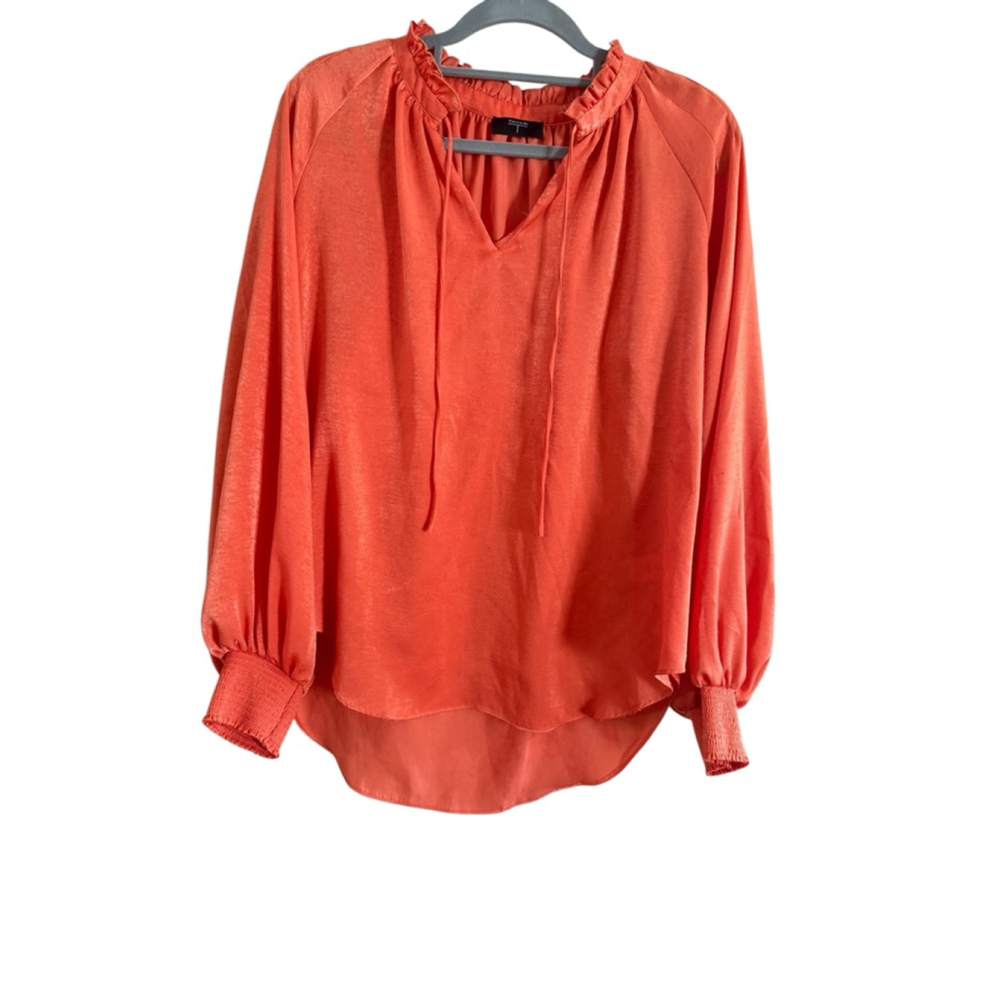 Women's Tahari Orange Long Sleeve Blouse XL - Picture 2 of 9